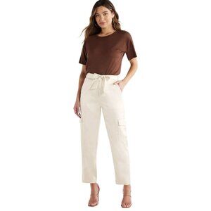 Sofia Jeans Women's Tapered High Rise Satin Cargo Pants, 27" Inseam, Size 16